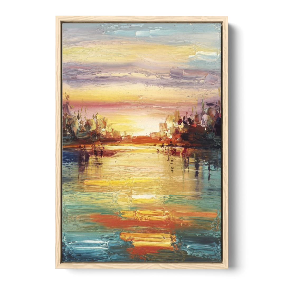 Buffalo Lake Erie Horizon - Oak Framed Canvas Wall Art - Front