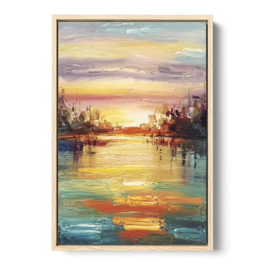 Buffalo Lake Erie Horizon - Oak Framed Canvas Wall Art - Front
