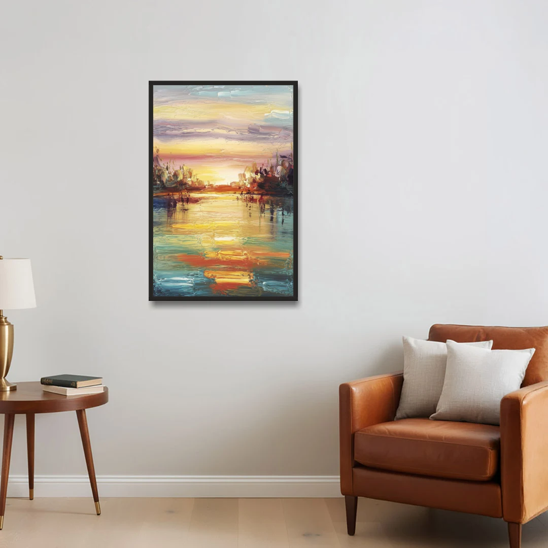 Buffalo Lake Erie Horizon - Black Framed Canvas Wall Art - Sofa - 24x36