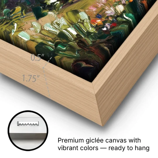 Buffalo Niagara Falls View - Oak Framed Canvas Wall Art - Gallery Wrap Corner