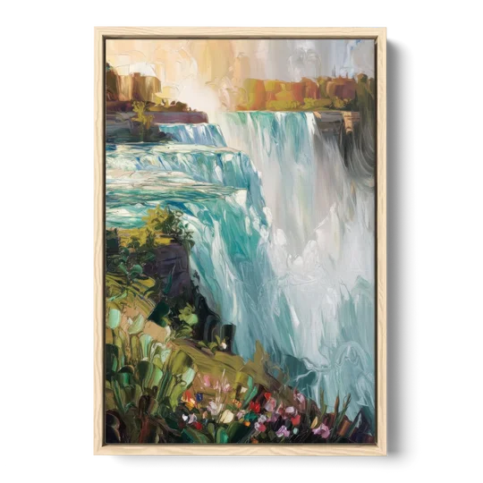 Buffalo Niagara Falls View - Oak Framed Canvas Wall Art - Front