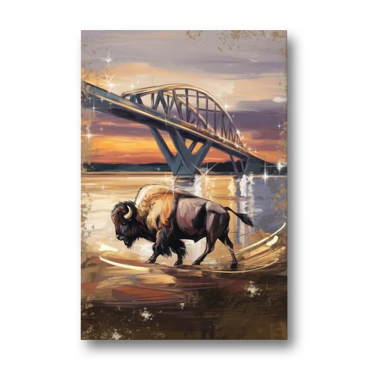 Buffalo Peace Bridge Glow - Canvas Wall Art - Front