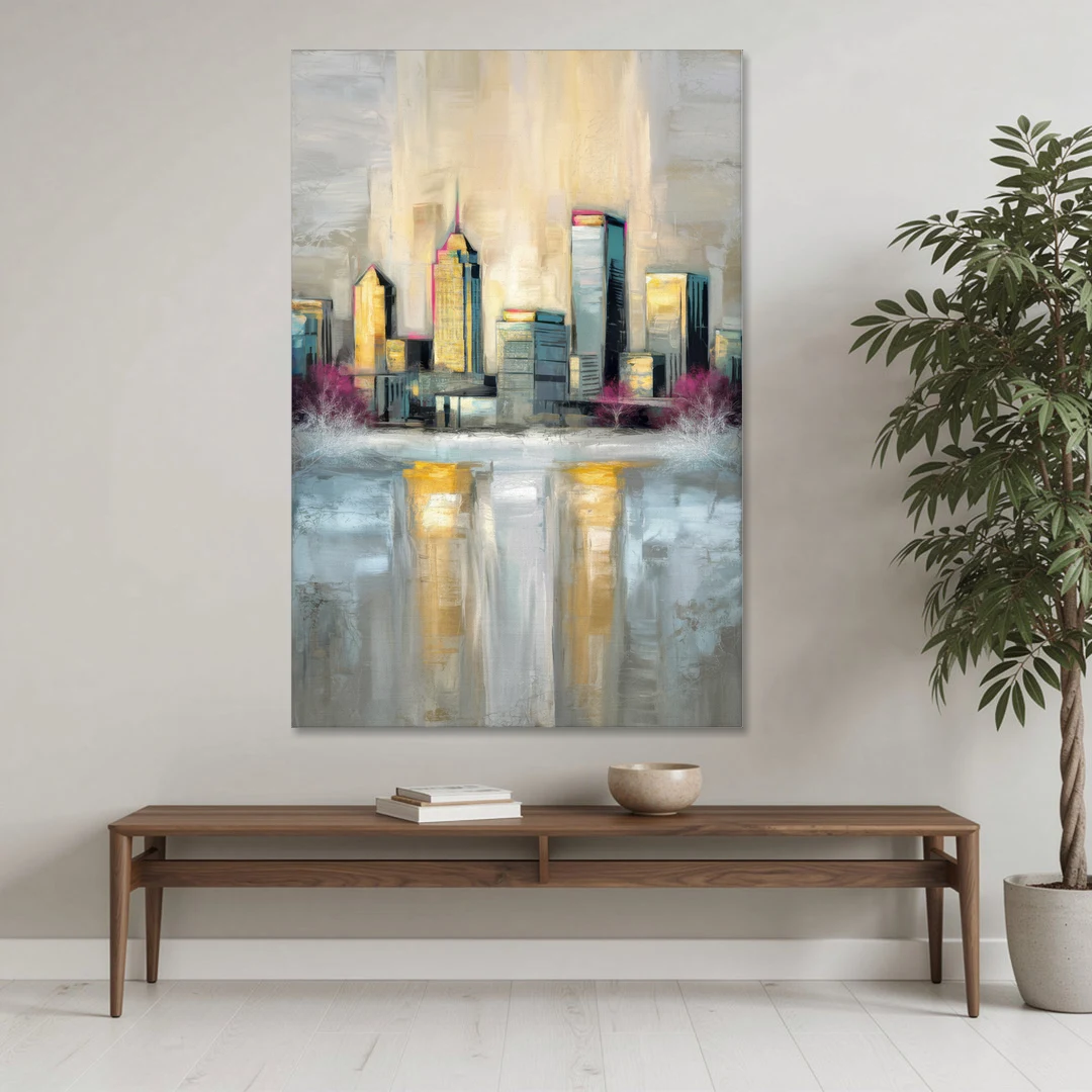 Buffalo Skyline in Winter - Canvas Wall Art - Coffee Table - 40x60