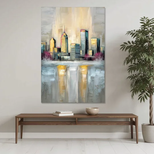 Buffalo Skyline in Winter - Canvas Wall Art - Coffee Table - 40x60