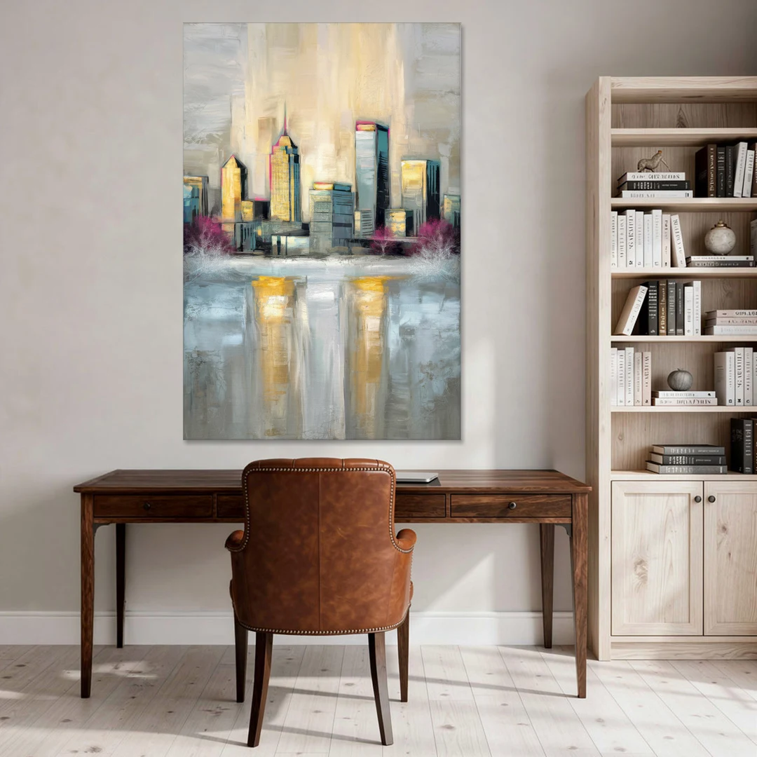 Buffalo Skyline in Winter - Canvas Wall Art - Office - 40x60