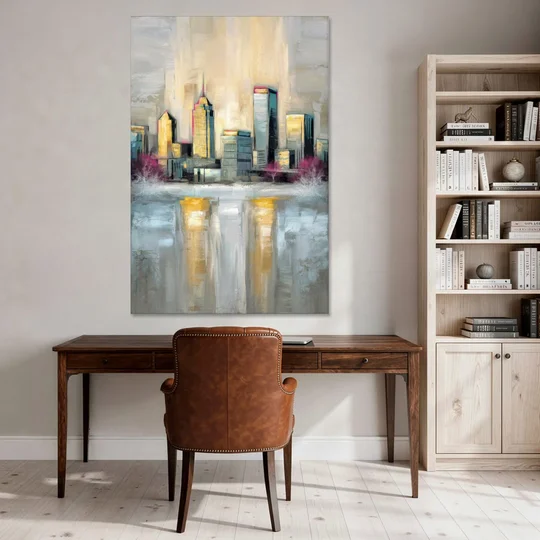 Buffalo Skyline in Winter - Canvas Wall Art - Office - 40x60