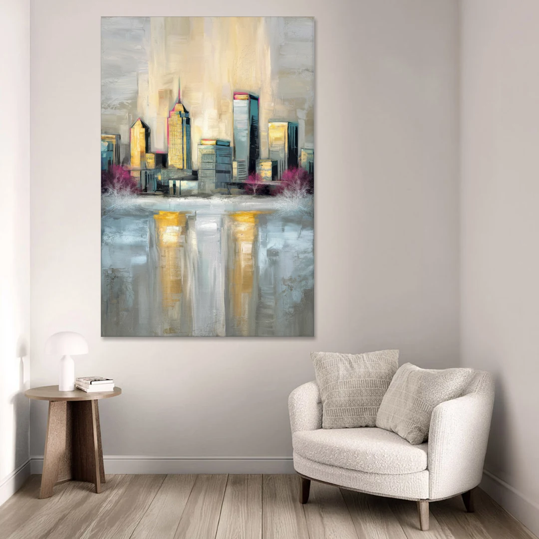 Buffalo Skyline in Winter - Canvas Wall Art - Sofa - 40x60