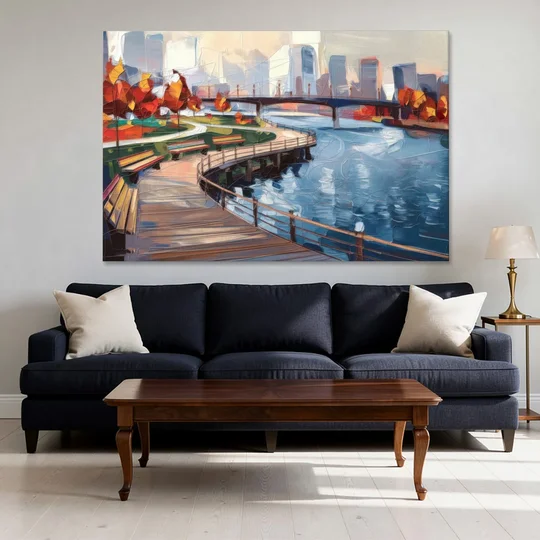 Buffalo Waterfront Boardwalk - Canvas Wall Art - Sofa - 60x40