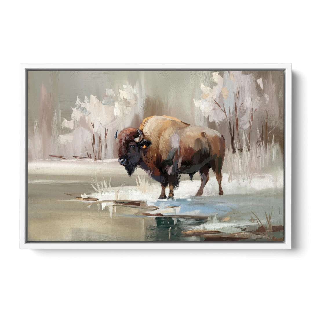 Buffalo Waterfront Serenity - White Framed Canvas Wall Art - Front