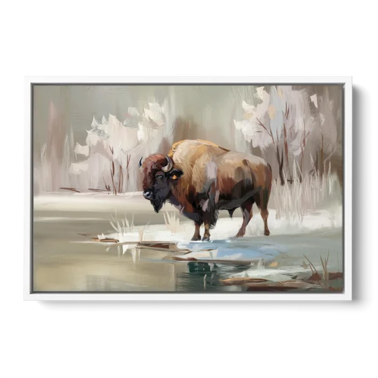 Buffalo Waterfront Serenity - White Framed Canvas Wall Art - Front