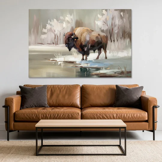Buffalo Waterfront Serenity - Canvas Wall Art - Sofa - 60x40