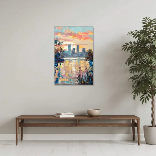 Buffalo Waterfront Sunrise - Canvas Wall Art - Coffee Table - 24x36