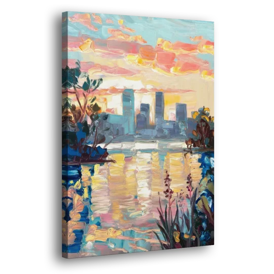 Buffalo Waterfront Sunrise - Canvas Wall Art - Side