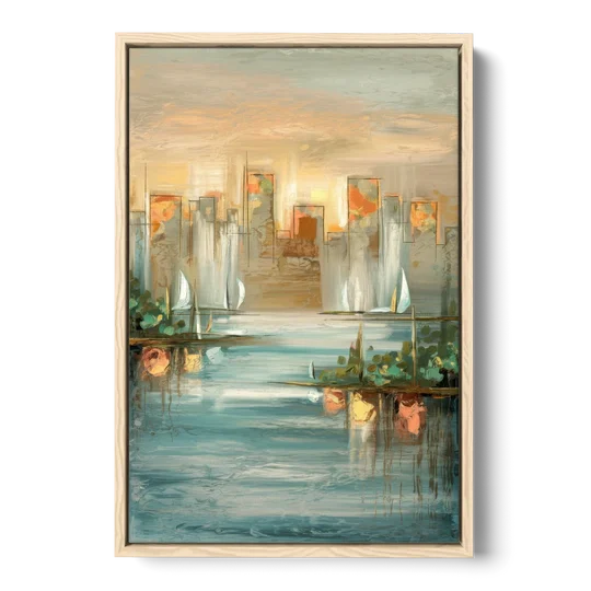 Buffalo Waterfront Tranquility - Oak Framed Canvas Wall Art - Front