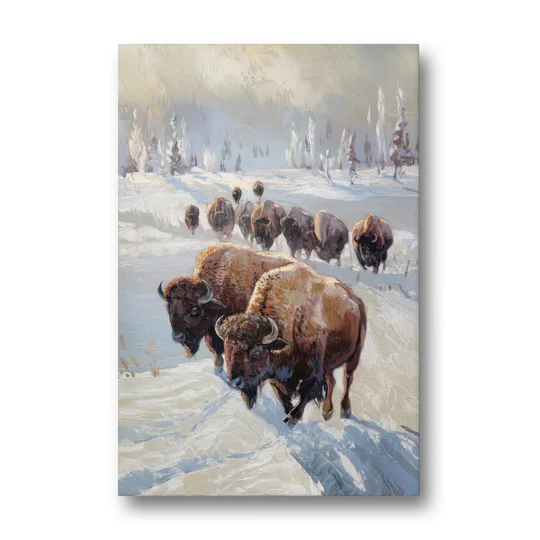 Buffalo Winter Wonderland - Canvas Wall Art - Front