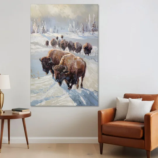 Buffalo Winter Wonderland - Canvas Wall Art - Sofa - 40x60