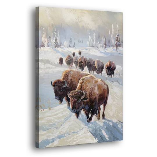 Buffalo Winter Wonderland - Canvas Wall Art - Side