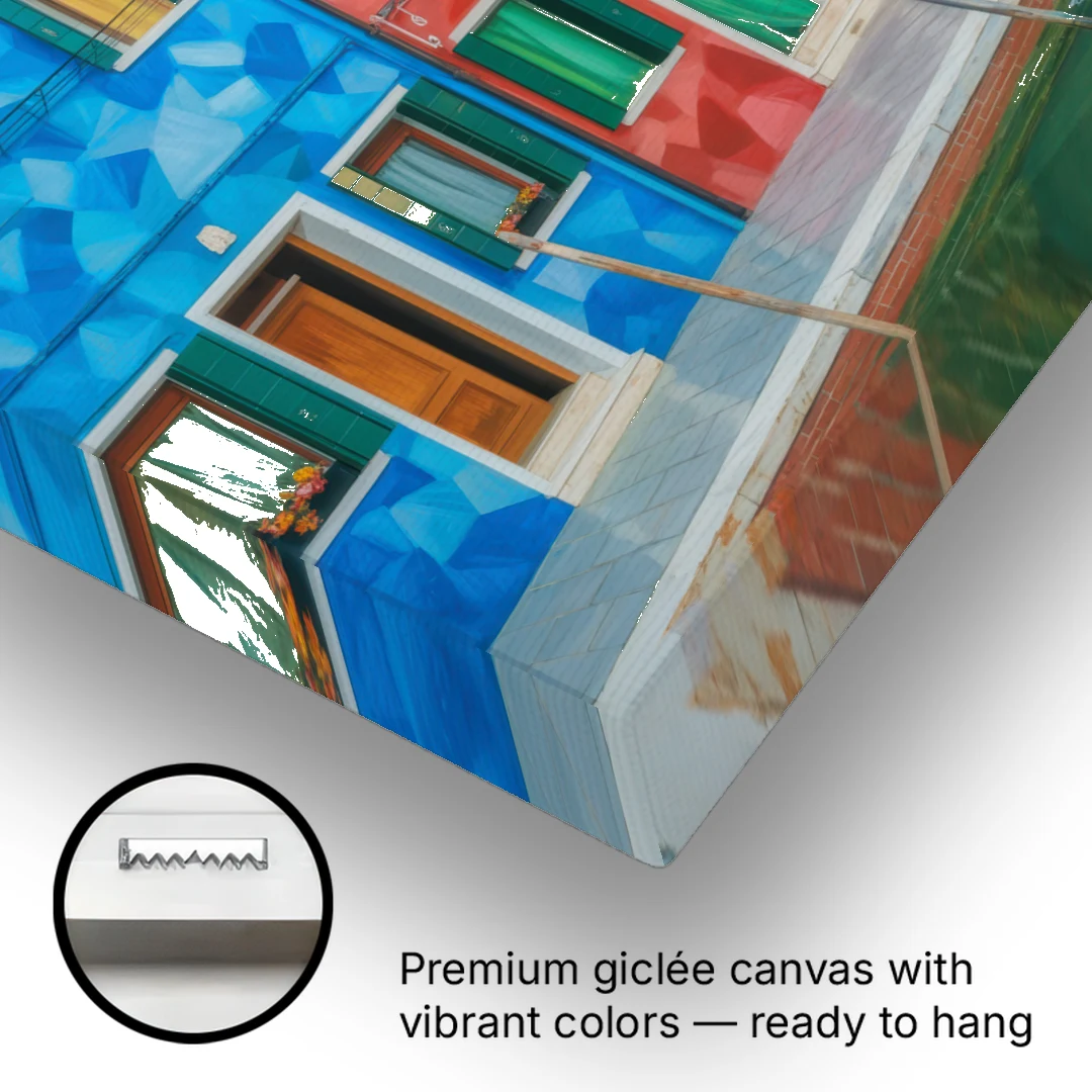 Burano's Colorful Streets - Canvas Wall Art - Gallery Wrap Corner
