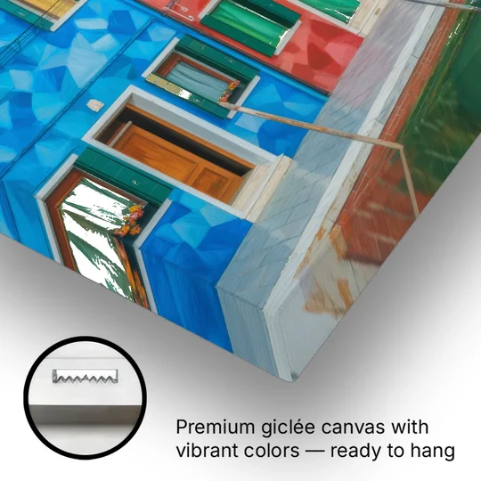Burano's Colorful Streets - Canvas Wall Art - Gallery Wrap Corner