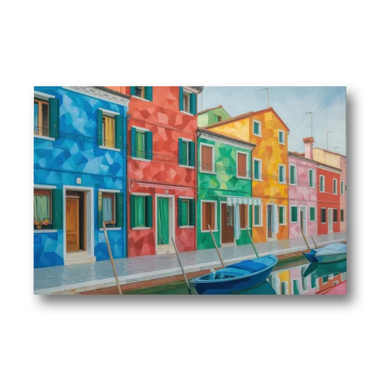 Burano's Colorful Streets - Canvas Wall Art - Front