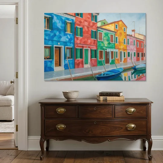 Burano's Colorful Streets - Canvas Wall Art - Coffee Table - 60x40