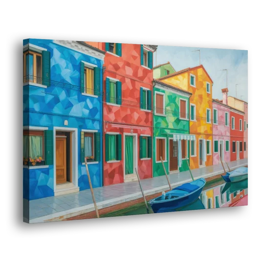 Burano's Colorful Streets - Canvas Wall Art - Side