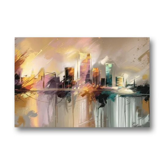 Burlington Artistic Cityscape - Canvas Wall Art - Front