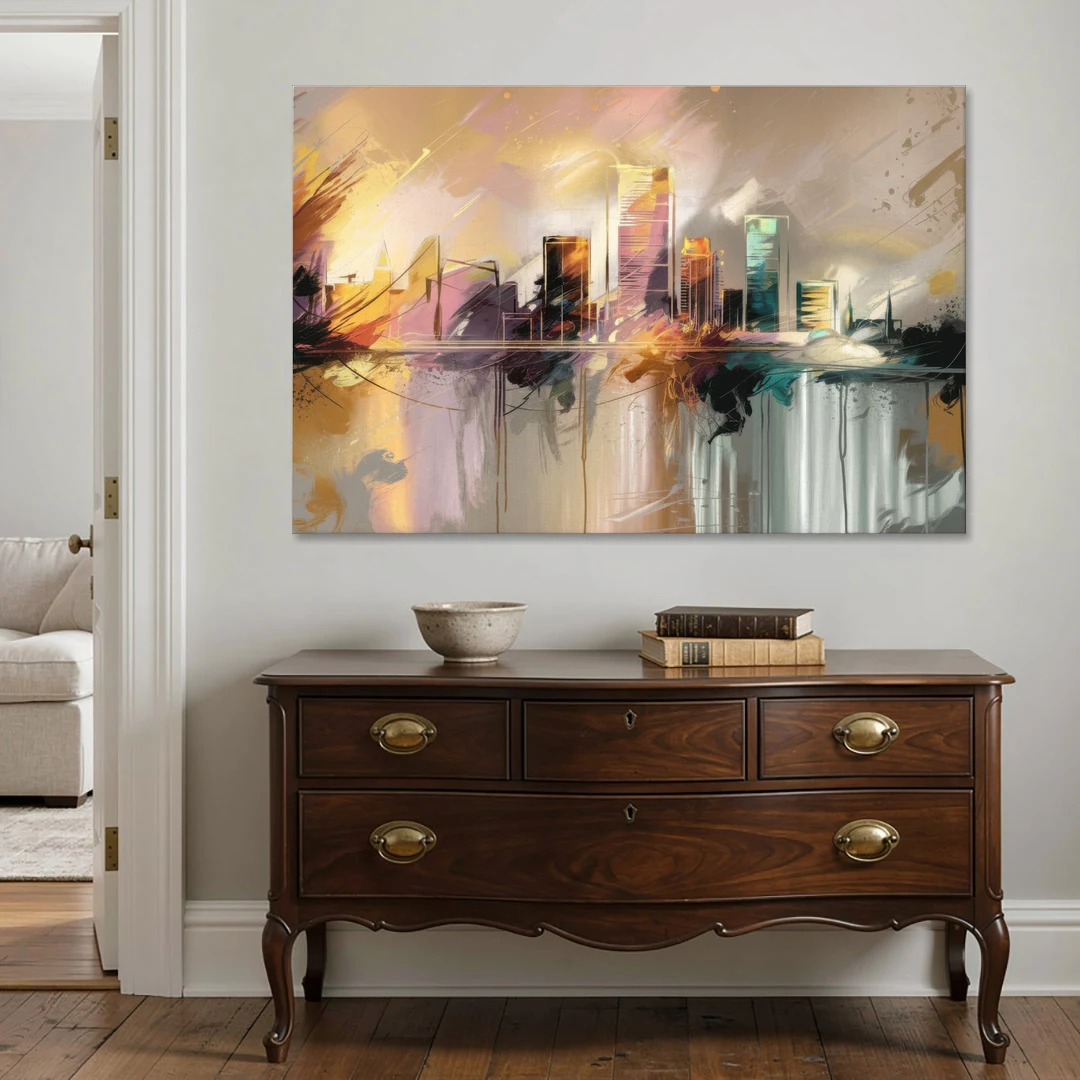 Burlington Artistic Cityscape - Canvas Wall Art - Coffee Table - 60x40