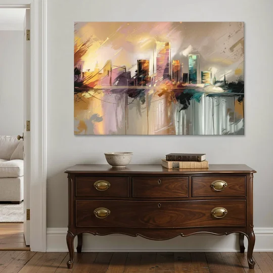 Burlington Artistic Cityscape - Canvas Wall Art - Coffee Table - 60x40