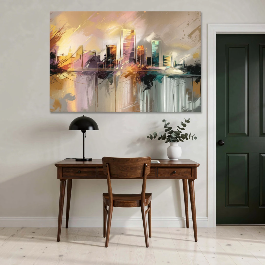 Burlington Artistic Cityscape - Canvas Wall Art - Office - 60x40