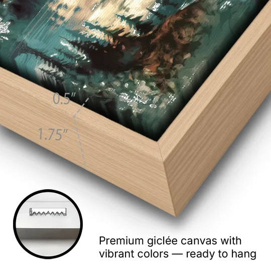 Burlington Captivating Landscapes - Oak Framed Canvas Wall Art - Gallery Wrap Corner