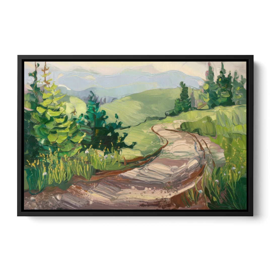 Burlington Green Mountain Trails - Black Framed Canvas Wall Art - Front