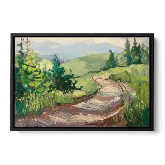 Burlington Green Mountain Trails - Black Framed Canvas Wall Art - Front