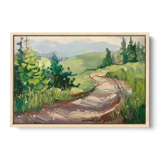 Burlington Green Mountain Trails - Oak Framed Canvas Wall Art - Front