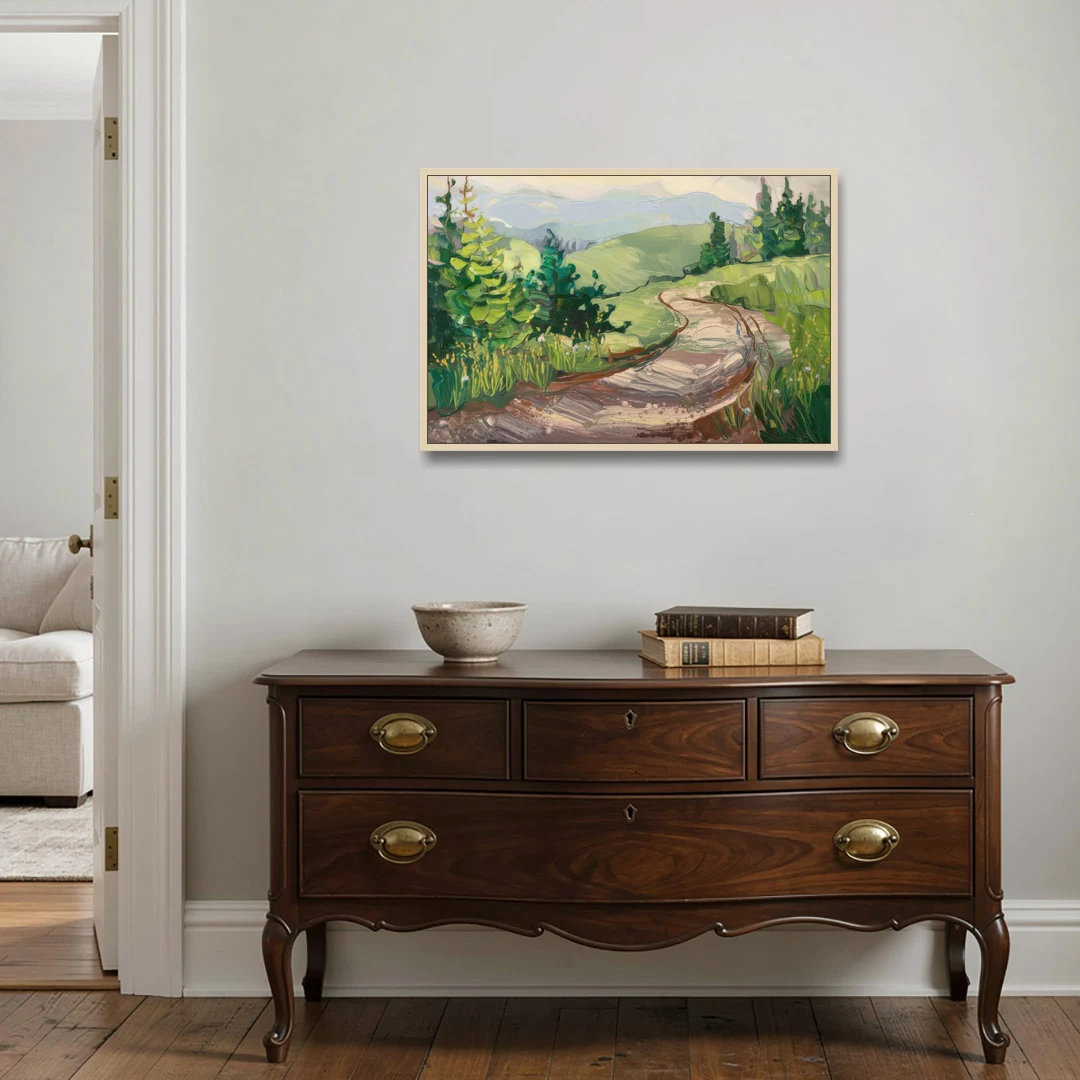 Burlington Green Mountain Trails - Oak Framed Canvas Wall Art - Coffee Table - 36x24