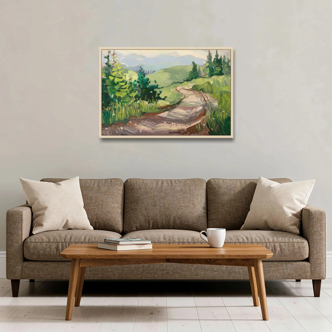 Burlington Green Mountain Trails - Oak Framed Canvas Wall Art - Sofa - 36x24