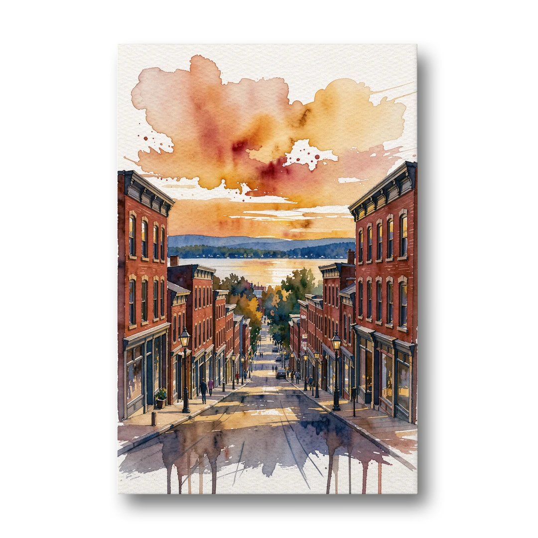 Burlington Historic Downtown - Canvas Wall Art - Front