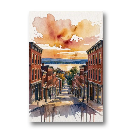 Burlington Historic Downtown - Canvas Wall Art - Front