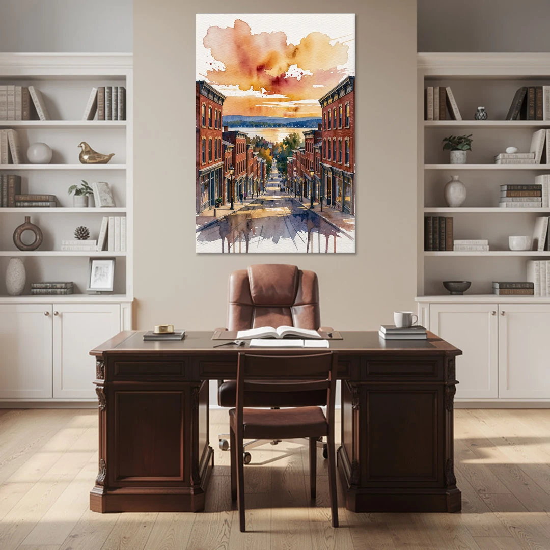 Burlington Historic Downtown - Canvas Wall Art - Office - 40x60