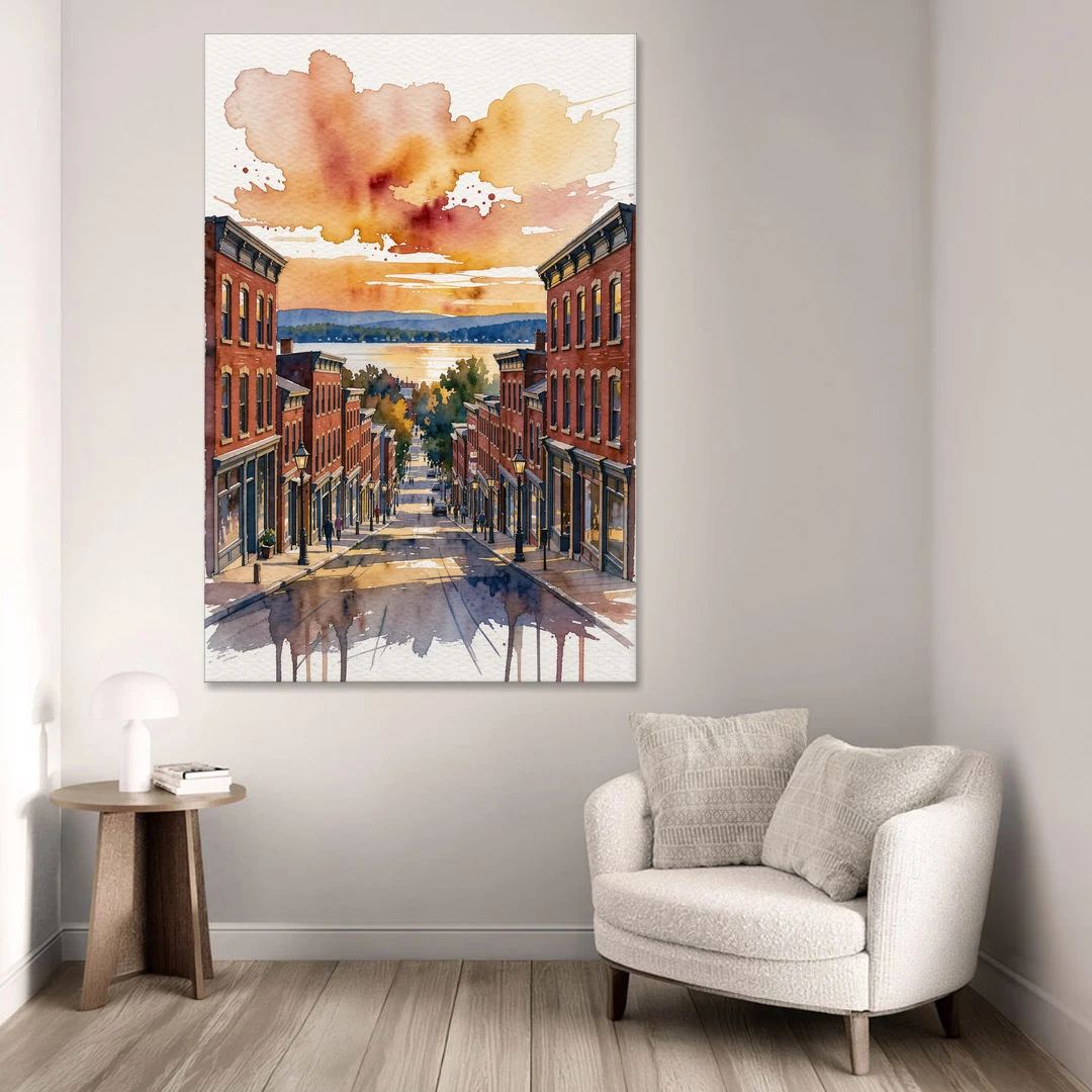 Burlington Historic Downtown - Canvas Wall Art - Sofa - 40x60