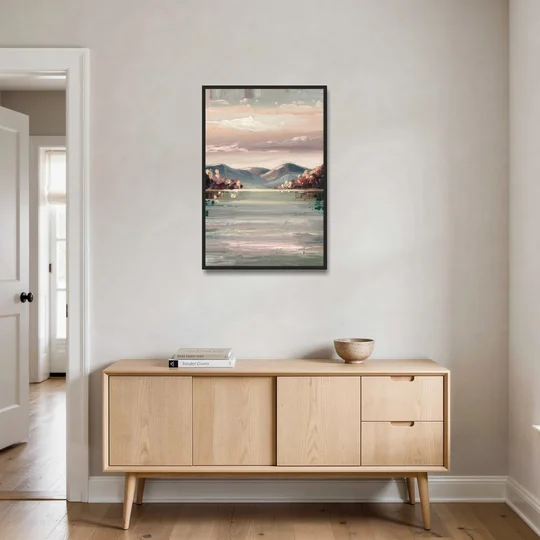 Burlington Lake Champlain Serenity - Black Framed Canvas Wall Art - Coffee Table - 24x36