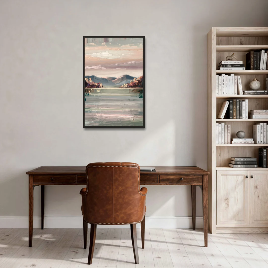 Burlington Lake Champlain Serenity - Black Framed Canvas Wall Art - Office - 24x36