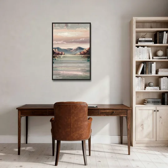 Burlington Lake Champlain Serenity - Black Framed Canvas Wall Art - Office - 24x36