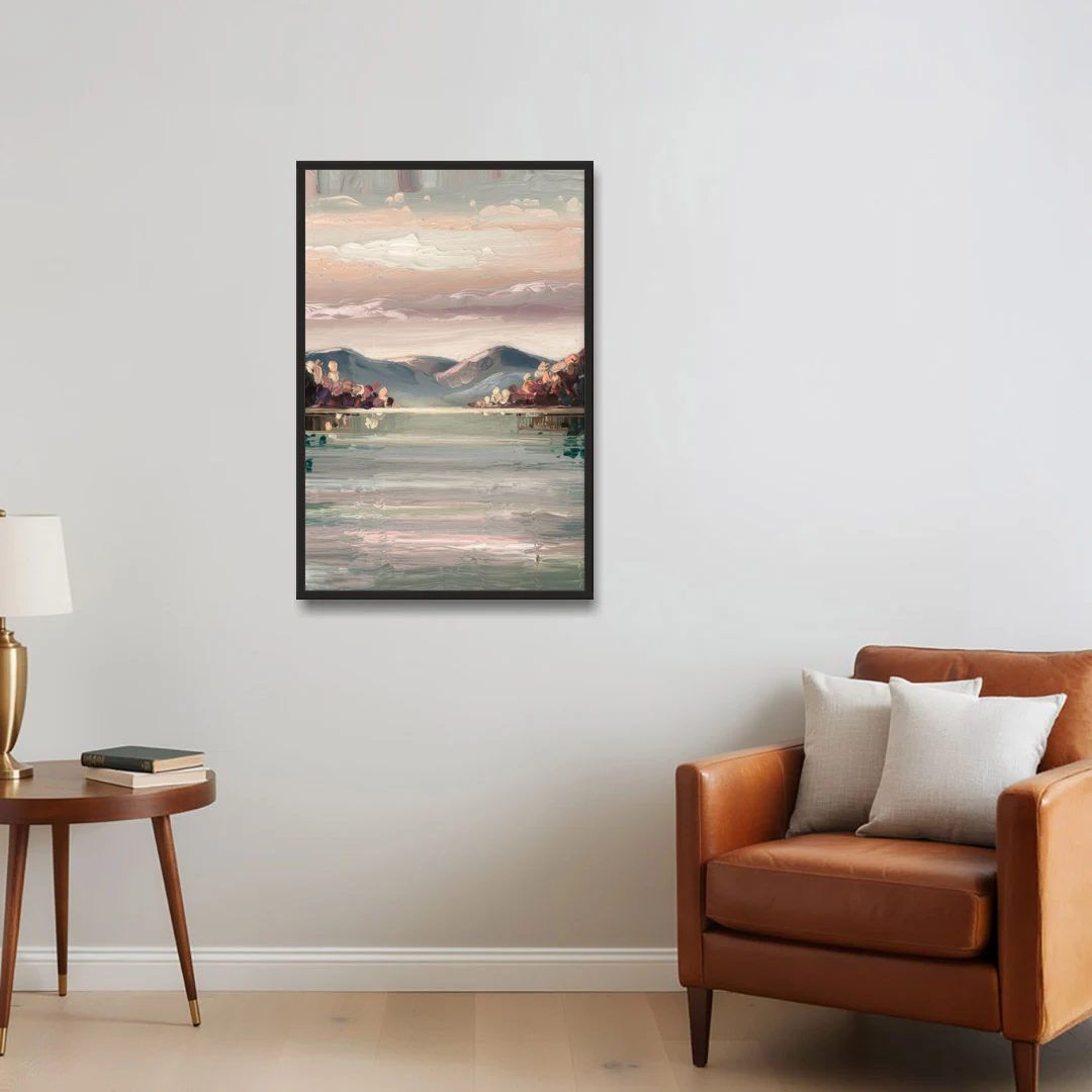Burlington Lake Champlain Serenity - Black Framed Canvas Wall Art - Sofa - 24x36