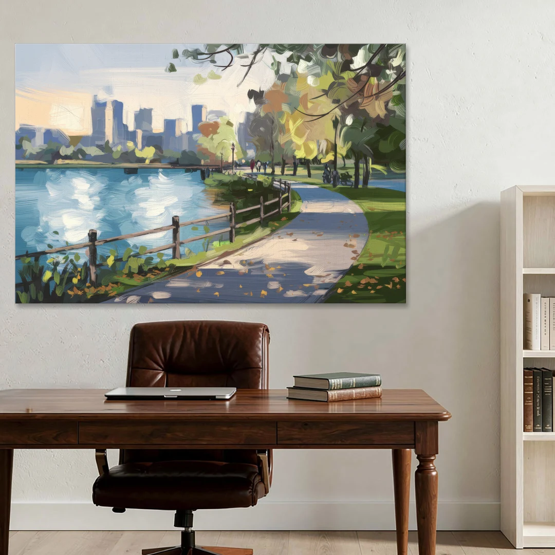Burlington Lakefront Pathways - Canvas Wall Art - Office - 60x40