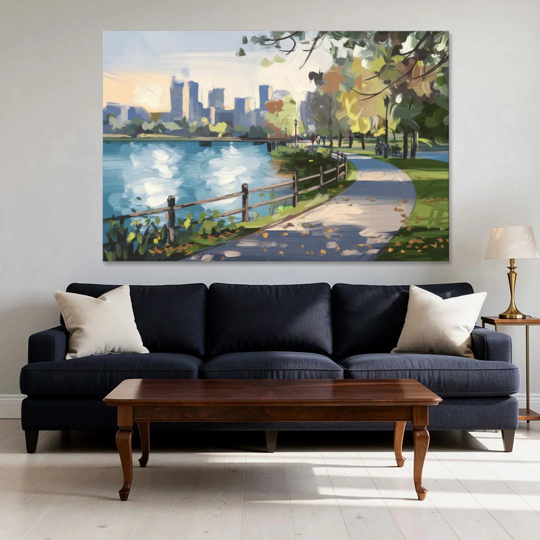 Burlington Lakefront Pathways - Canvas Wall Art - Sofa - 60x40