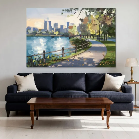 Burlington Lakefront Pathways - Canvas Wall Art - Sofa - 60x40