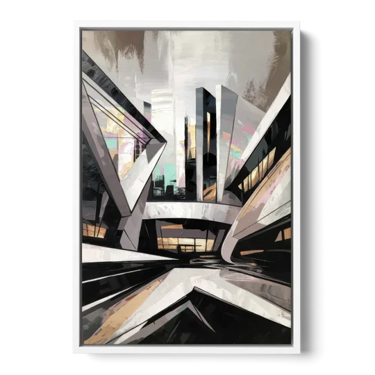 Burlington Modern Architecture - White Framed Canvas Wall Art - Front
