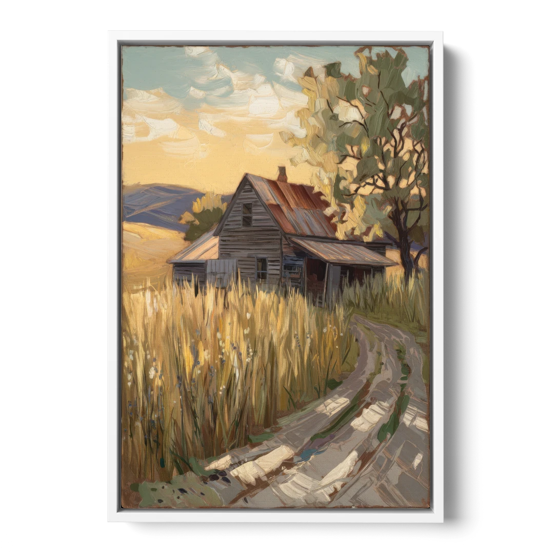 Burlington Rustic Charm - White Framed Canvas Wall Art - Front