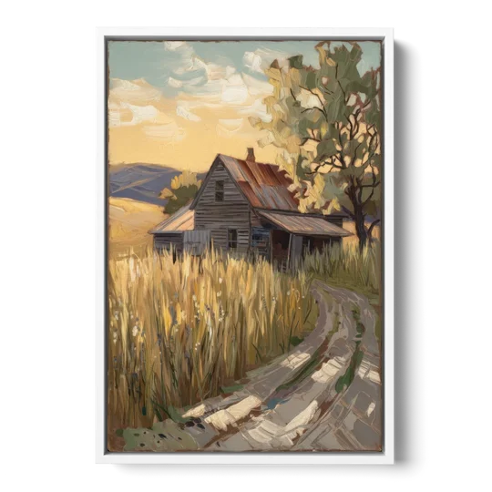 Burlington Rustic Charm - White Framed Canvas Wall Art - Front